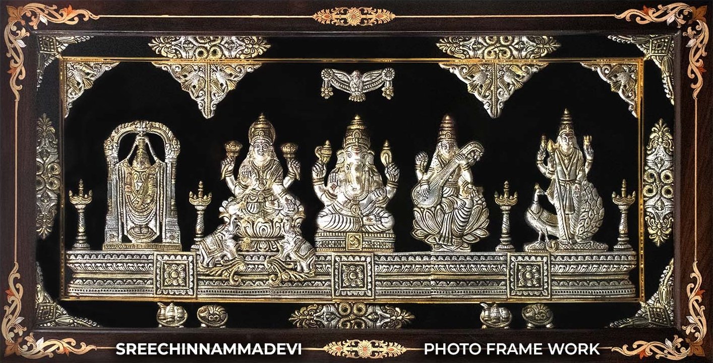 Pancha Devata — 5 deity silver panel